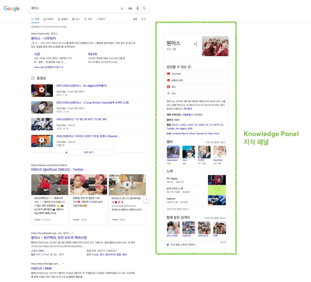 an example of knowledge panel on search engine result page