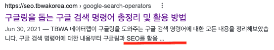 길이가 최적화되지 못한 메타디스크립션 예시