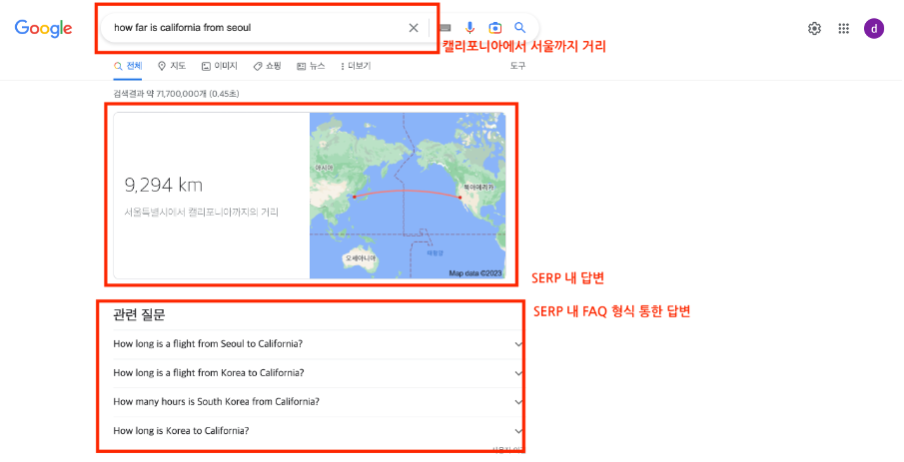 캘리포니아에서 서울까지 거리