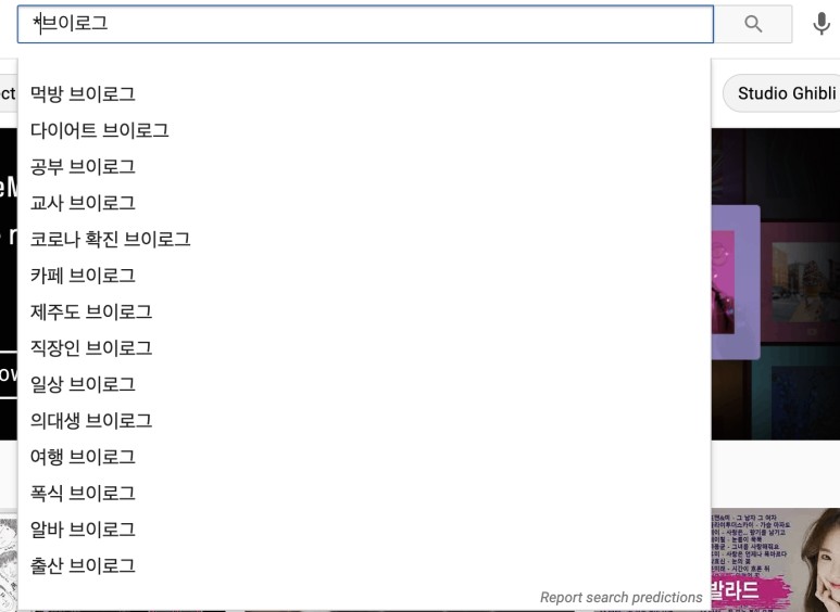 키워드 앞에 별표 (*) 추가하여 더 많은 키워드 얻기 예시
