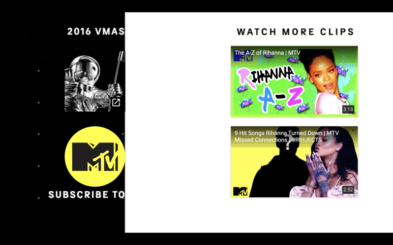 MTV YouTube 채널 최종 화면 템플릿 예시