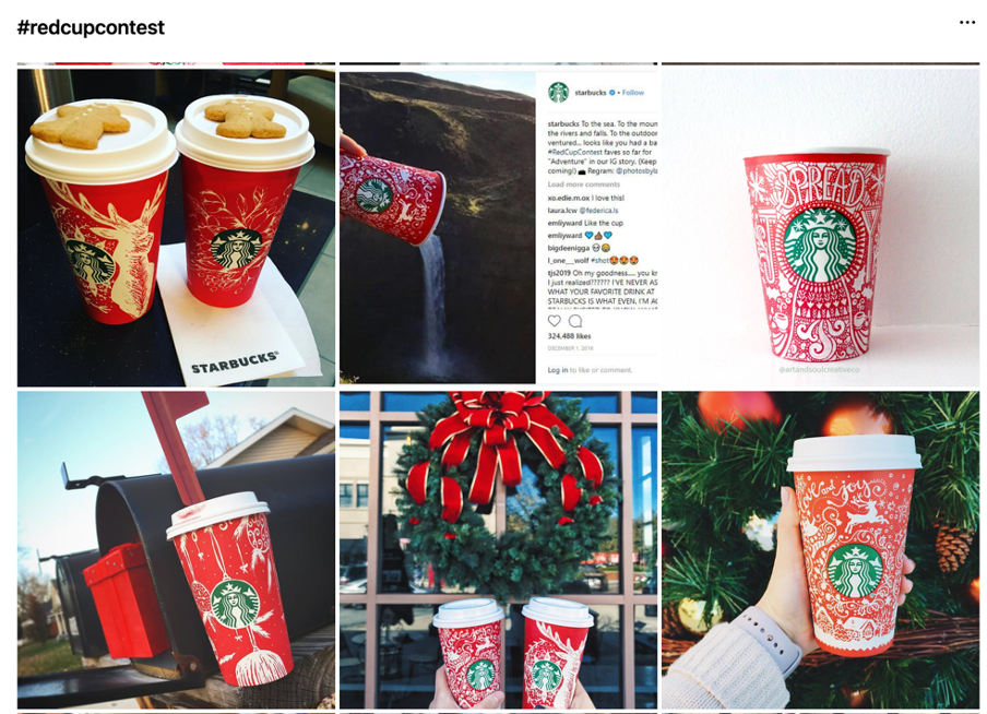 인스타그램 #redcupcontest 검색 결과